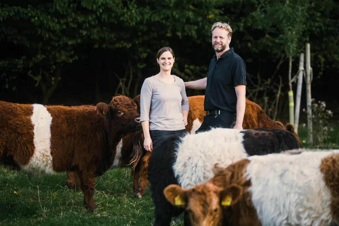 Laura und Bodo Schulte mit ihren Galloways